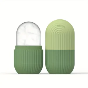 Green Striped Ice Facial Roller – Silicone, Non-Scented, Battery-Free | Soothes, Depuffs & Refreshes Skin