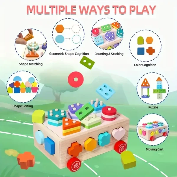 Early Education Toy Car – Multi-Functional Shape Sorting Vehicle with Geometric Building Blocks for Toddlers – Colorful Learning Toy for Boys & Girls – Enhances Cognitive & Motor Skills - Image 10