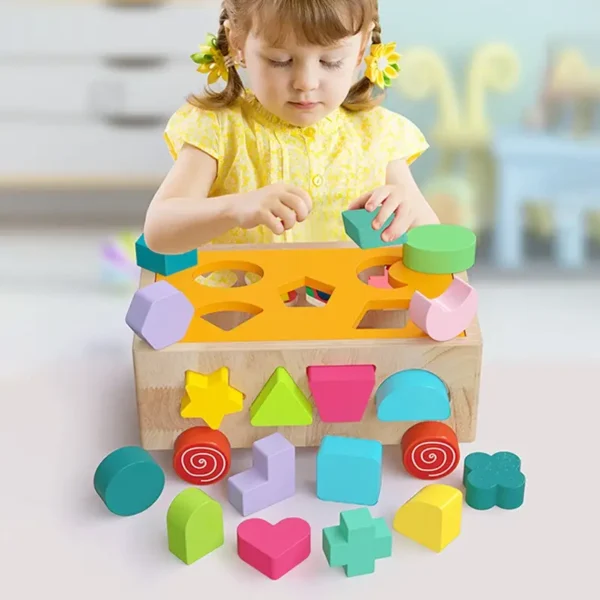 Early Education Toy Car – Multi-Functional Shape Sorting Vehicle with Geometric Building Blocks for Toddlers – Colorful Learning Toy for Boys & Girls – Enhances Cognitive & Motor Skills - Image 6