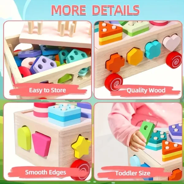 Early Education Toy Car – Multi-Functional Shape Sorting Vehicle with Geometric Building Blocks for Toddlers – Colorful Learning Toy for Boys & Girls – Enhances Cognitive & Motor Skills - Image 7