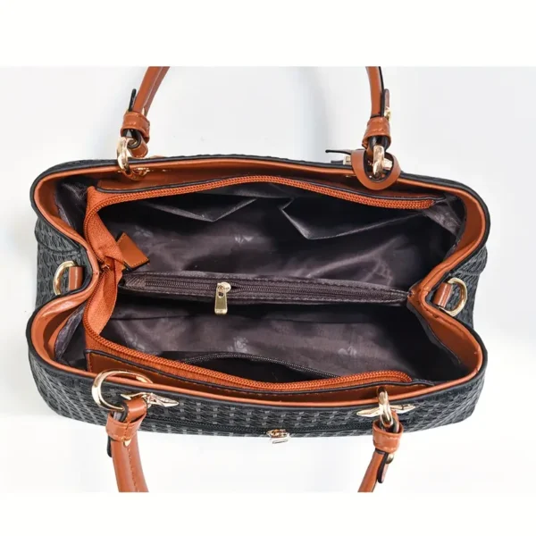 Women's Woven Pattern Tote Shoulder Bag – Large Crossbody Handbag, Stylish Gift for Mom, Ideal for Daily Use & Thanksgiving Gifts - Image 2