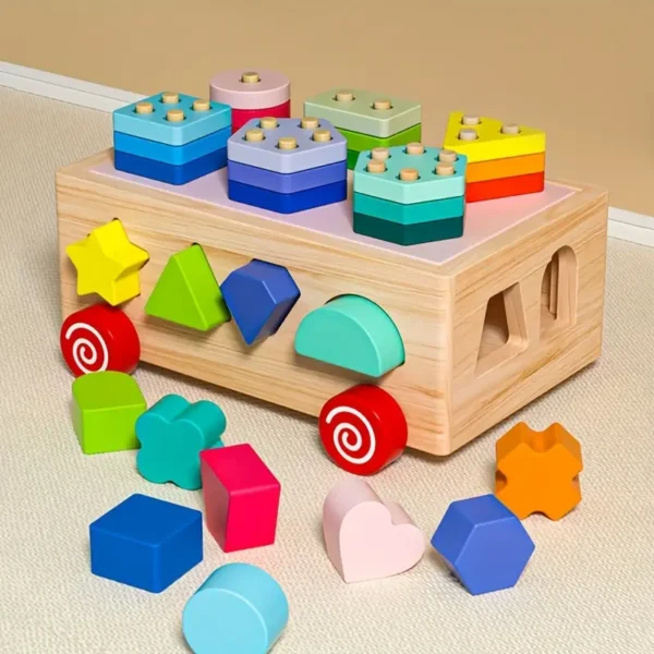 Early Education Toy Car – Multi-Functional Shape Sorting Vehicle with Geometric Building Blocks for Toddlers – Colorful Learning Toy for Boys & Girls – Enhances Cognitive & Motor Skills - Image 4