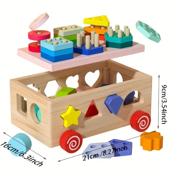 Early Education Toy Car – Multi-Functional Shape Sorting Vehicle with Geometric Building Blocks for Toddlers – Colorful Learning Toy for Boys & Girls – Enhances Cognitive & Motor Skills - Image 5